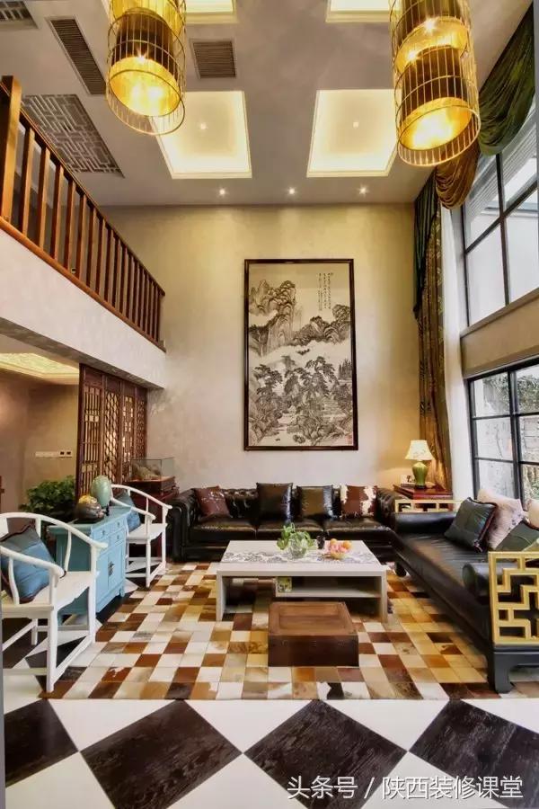 中式无主灯客厅吊顶效果图,80平客厅法式吊顶