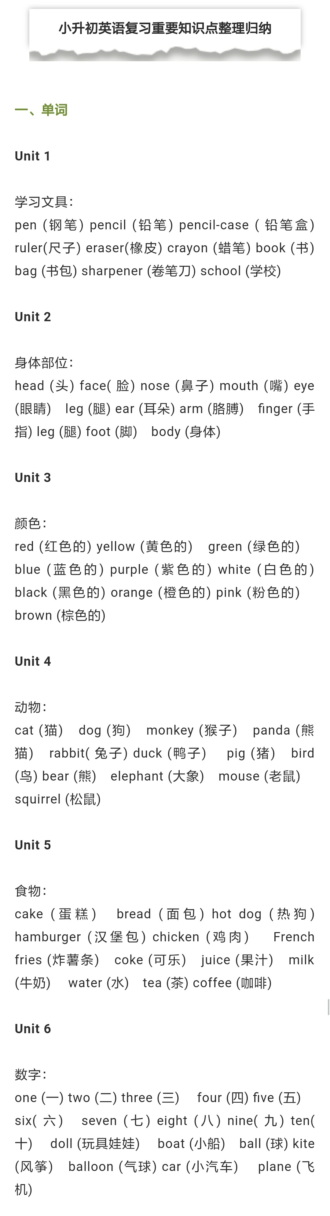 六年级小升初必考英语知识点,六年级小升初英语知识点归纳