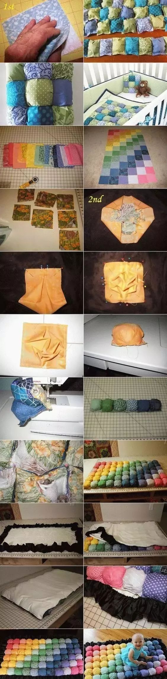 旧布头做泡芙垫,旧衣服做泡芙坐垫