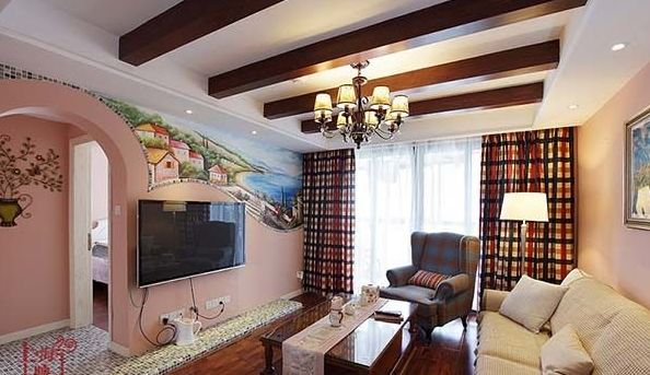 客厅连卧室中间隔断怎么处理,客厅中间半墙电视墙隔断效果图