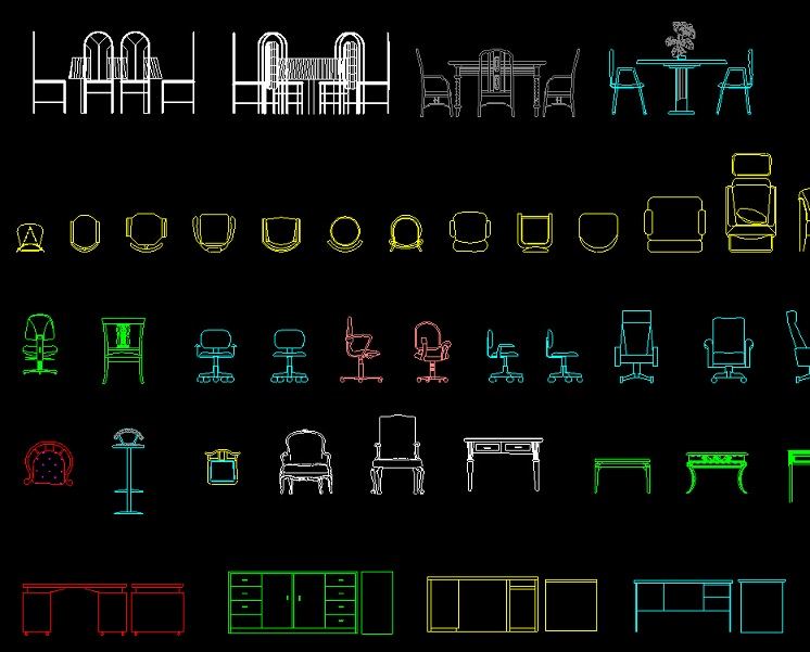 cad餐桌椅子平面图怎么画,cad家具图块