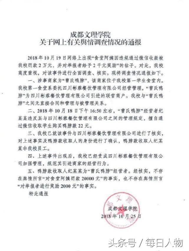 食堂阿姨被罚2万的女学生是谁,食堂阿姨被举报罚款多少