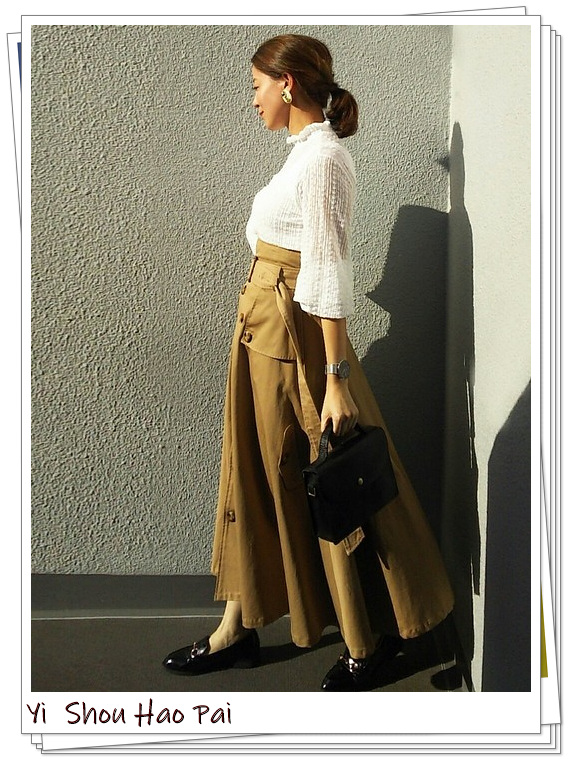 中长款风衣半裙,搭风衣的长半裙