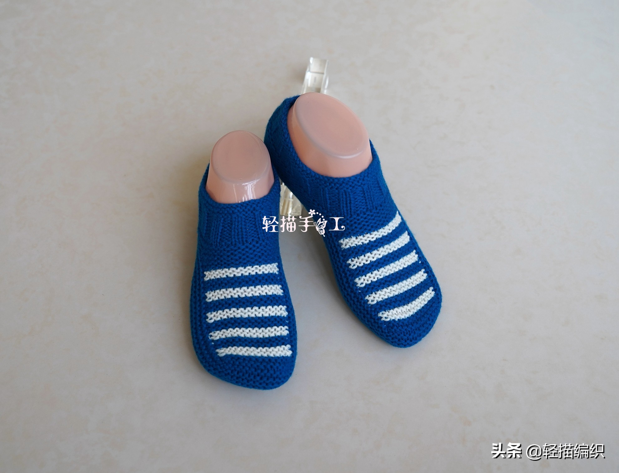 一步一步教你织地板袜,双色地板袜编织法