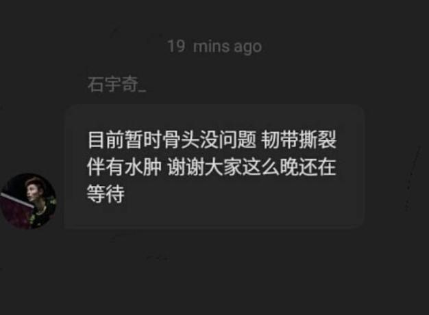 石宇奇最新伤情：自曝骨头无碍韧带撕裂大概率将无缘世锦赛