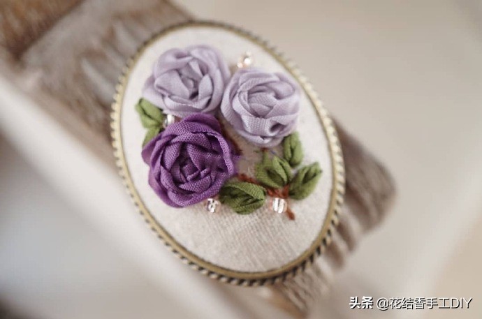 卷线绣的手工刺绣针法教程,喜字刺绣丝带绣