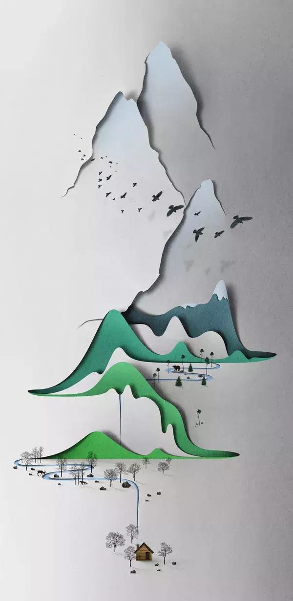 剪纸风格插画,剪纸效果字体