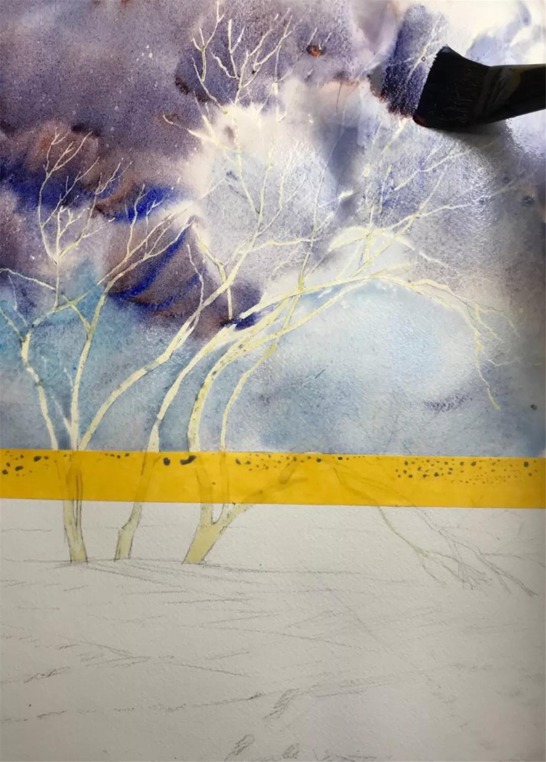 100幅风景写生水粉画教程,如何画雪景图水彩画教程
