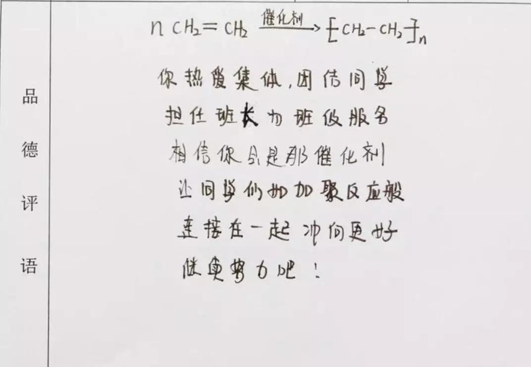 化学老师期末评语大全,化学方程式期末评语