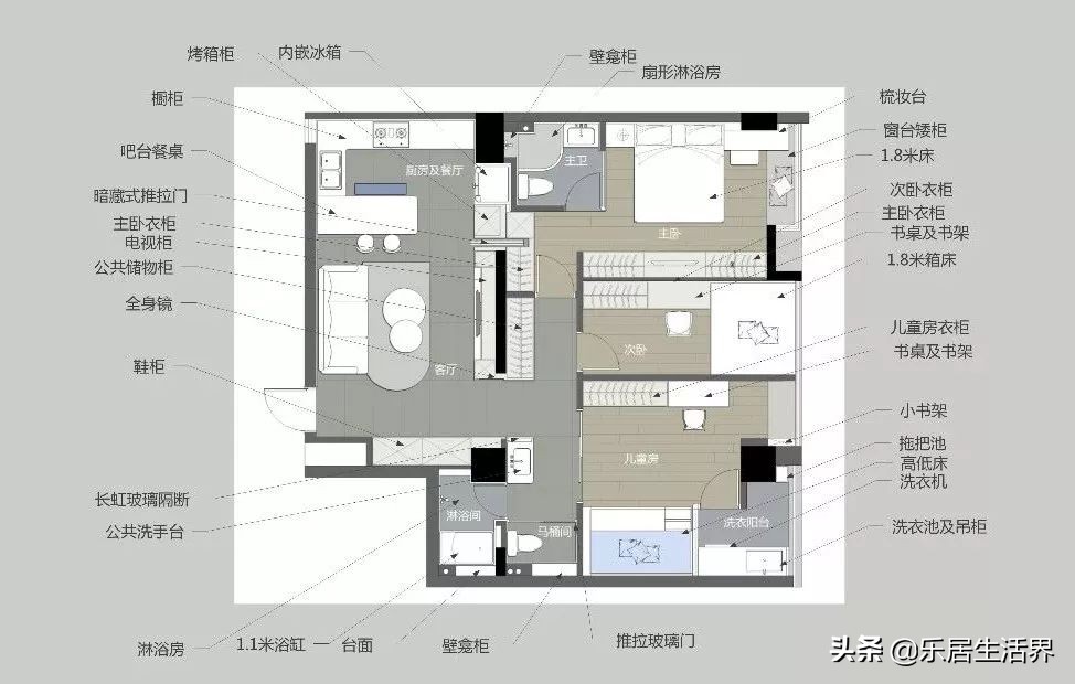 二胎妈妈太用心！89m²三室两厅里，塞下足足36m³储物空间