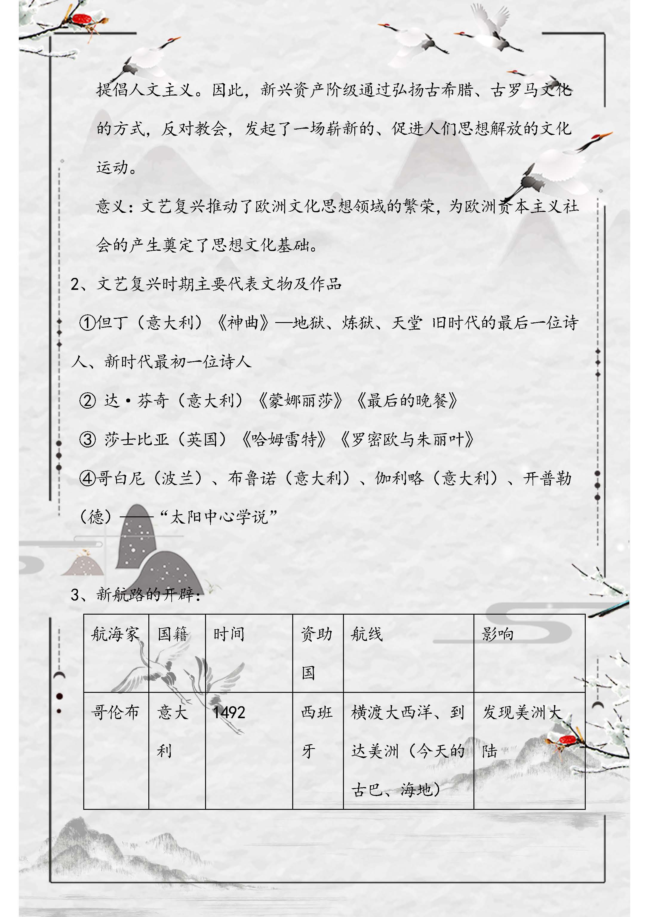 九年级历史上册必考知识点,九年级历史必考知识点归纳
