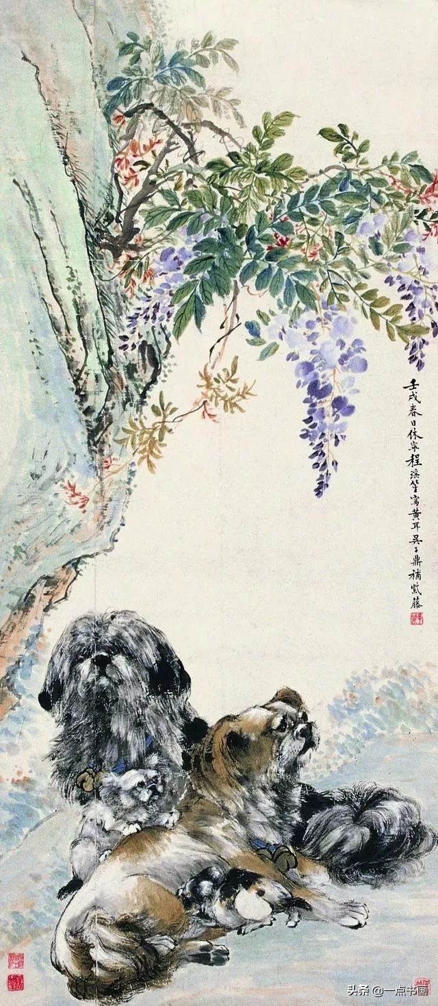 名家画狗速写作品欣赏,国画各种狗的画法