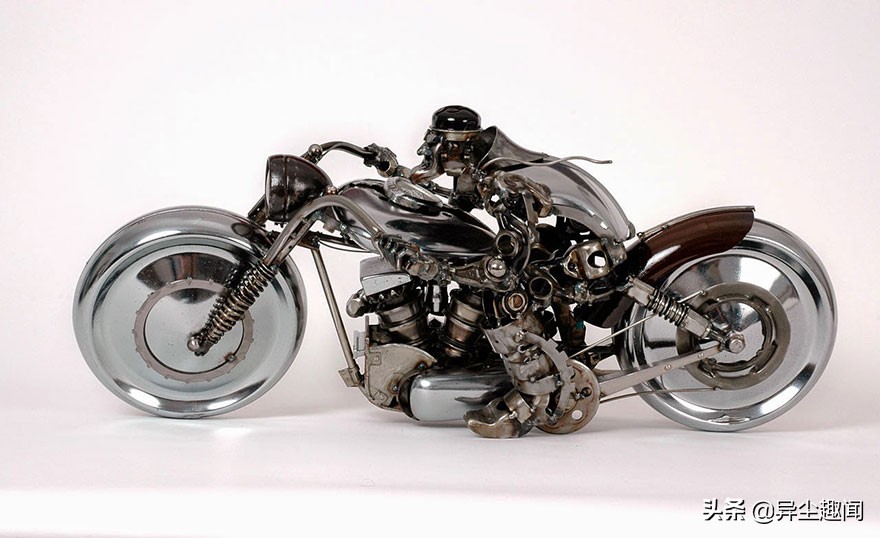 创意废旧零件铁艺雕塑,100种金属工艺品图片大全