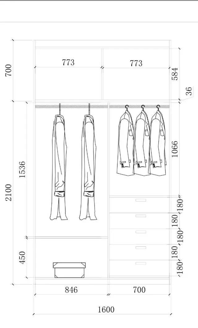 衣柜布局设计尺寸图,52公分的衣柜怎么设计