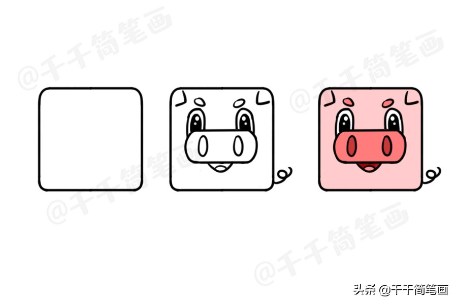 100个动物简笔画老虎,用圆形画各种小动物简笔画