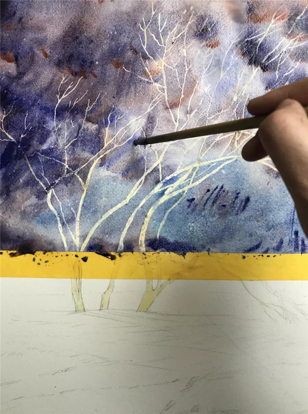 100幅风景写生水粉画教程,如何画雪景图水彩画教程