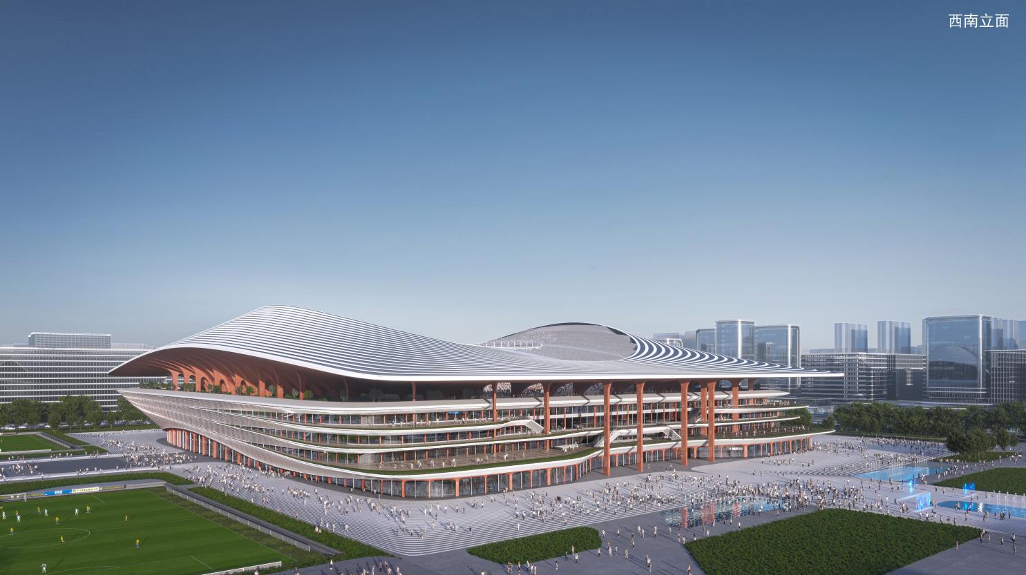 2023亚洲杯足球场最新进展,西安国际足球中心索网结构