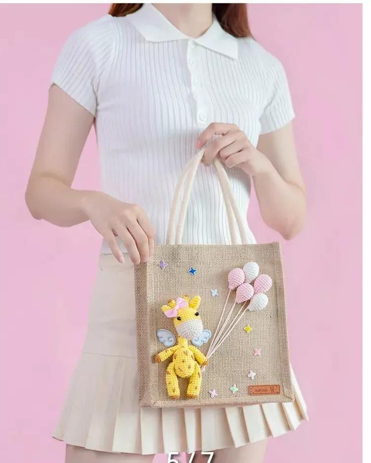 手工手提包又简单又漂亮,麻布袋子diy手提袋手绘