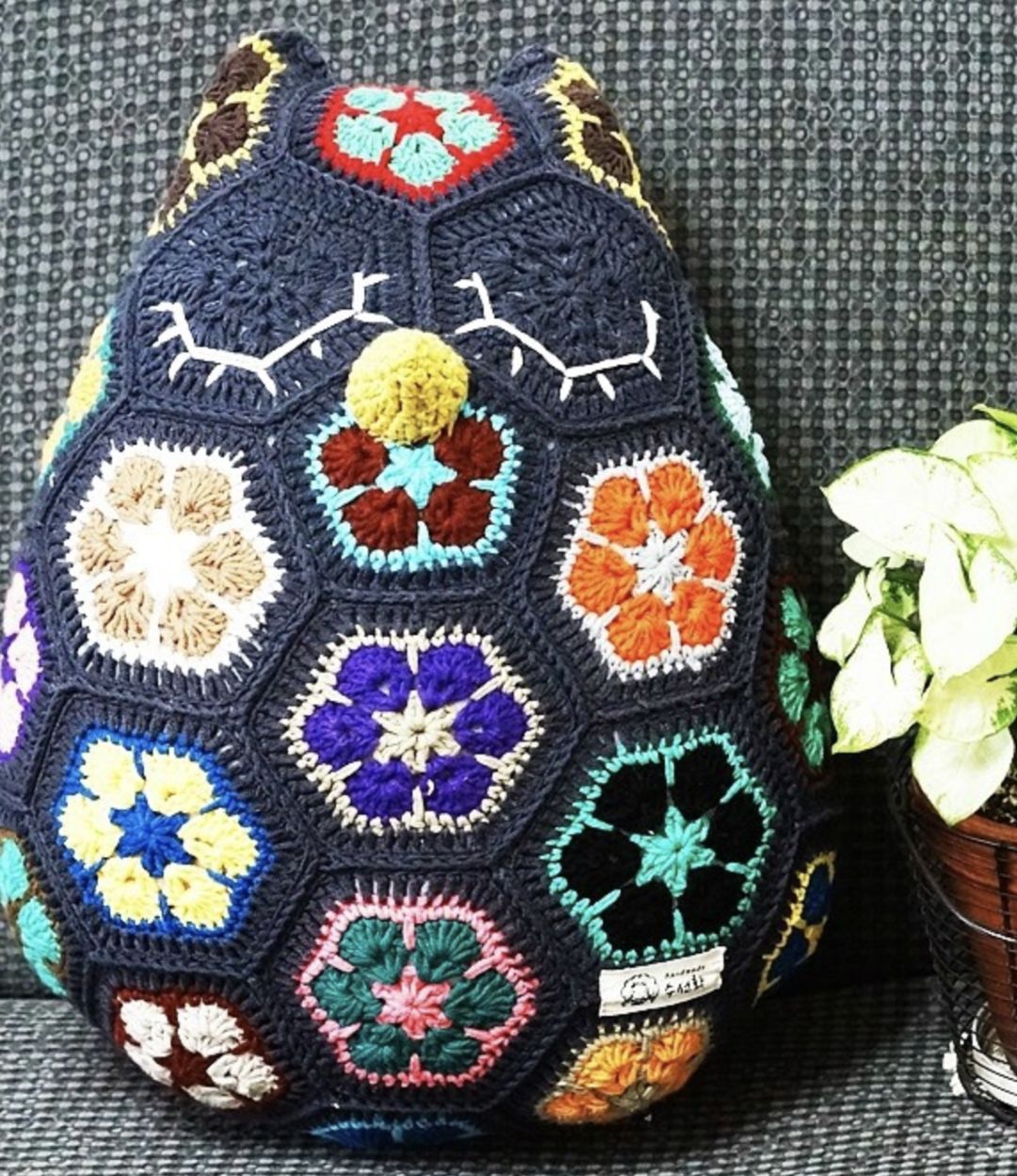 猫头鹰抱枕的编织教程,梦幻琉璃编织猫头鹰抱枕