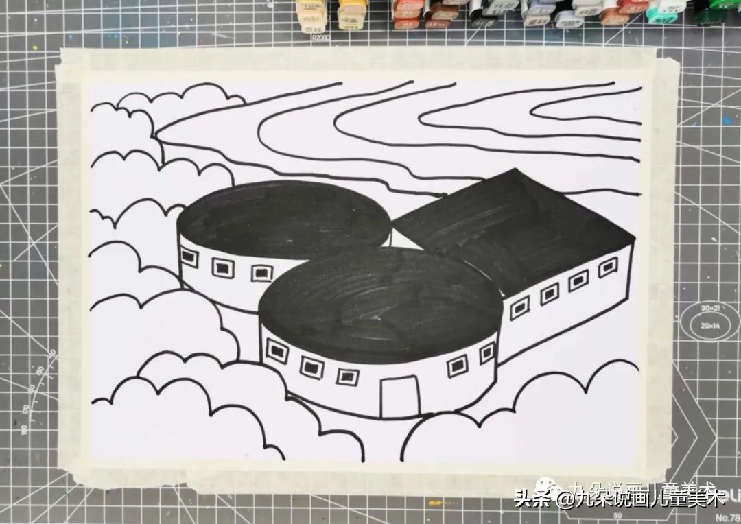 三年级画福建土楼怎么画,福建土楼儿童绘画作品