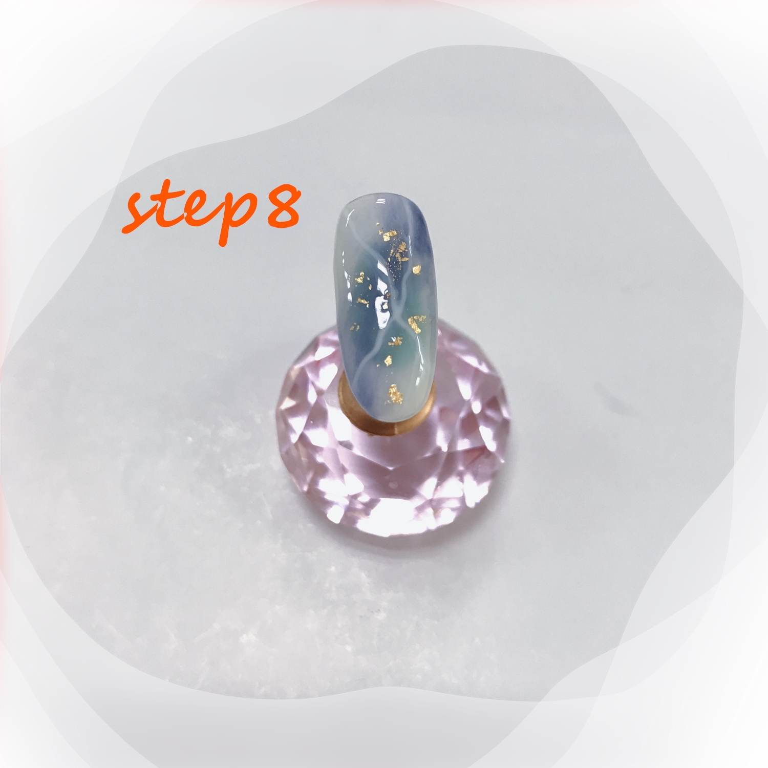 晕染蓝色美甲教程,仙气美甲晕染款式