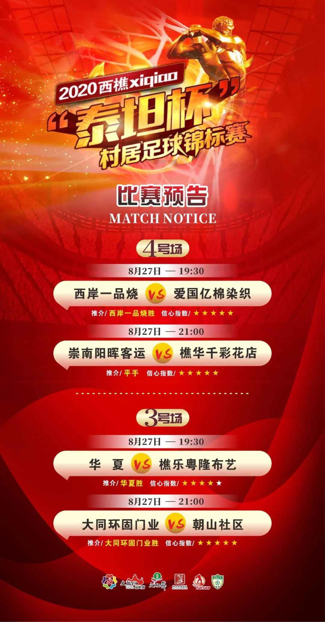 西樵村居足球赛进入金杯组第三轮的比赛！今晚精彩上演……