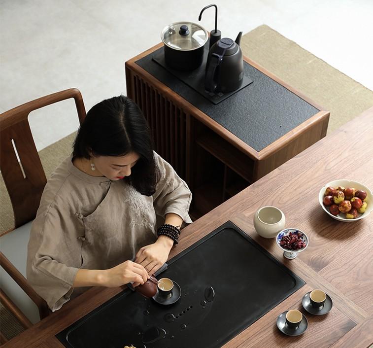 灵感茶室多功能茶柜组合,原木风茶室茶水柜