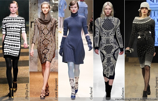 针织毛线连衣裙秋冬高级感,棒针连衣裙花样