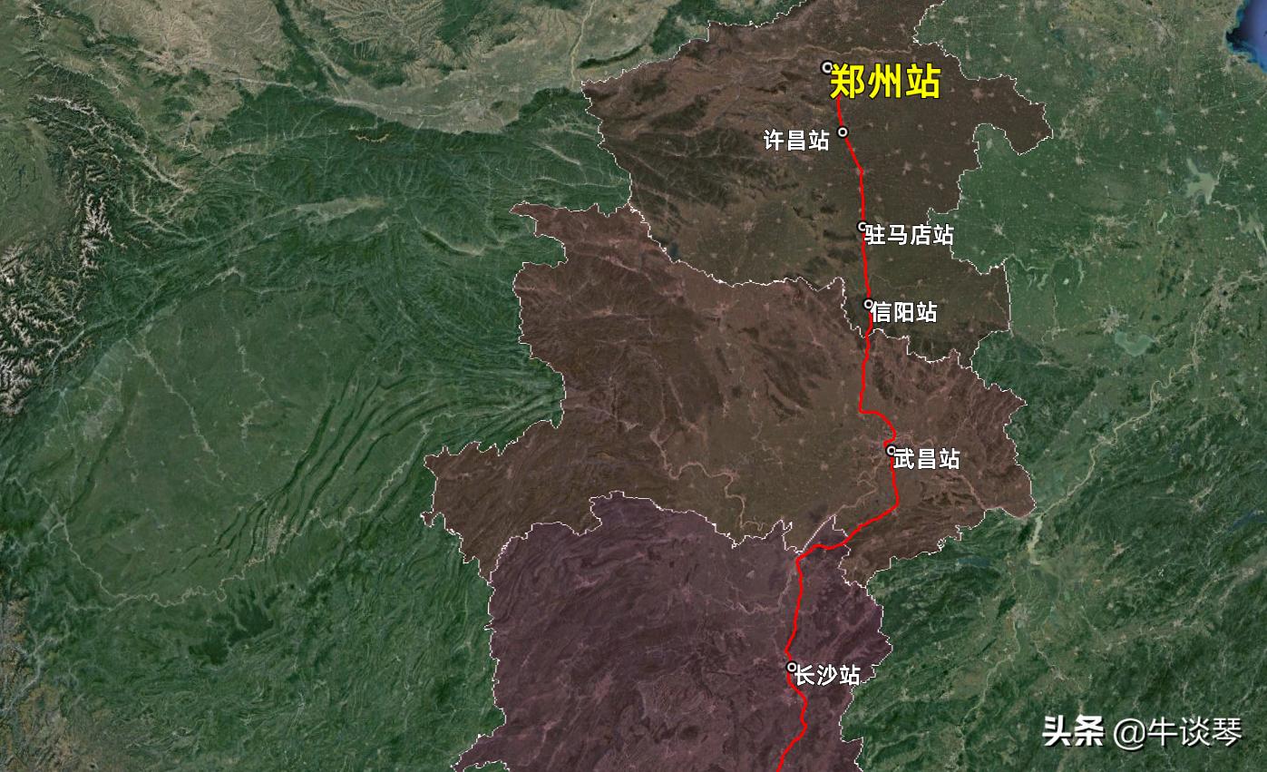 Z189次列车运行线路图：河南郑州开往广东广州，全程1605公里