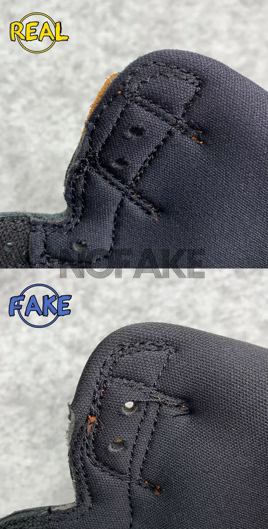 airjordan1猪油扣碎真假对比,airjordan1黑橙扣碎鉴定