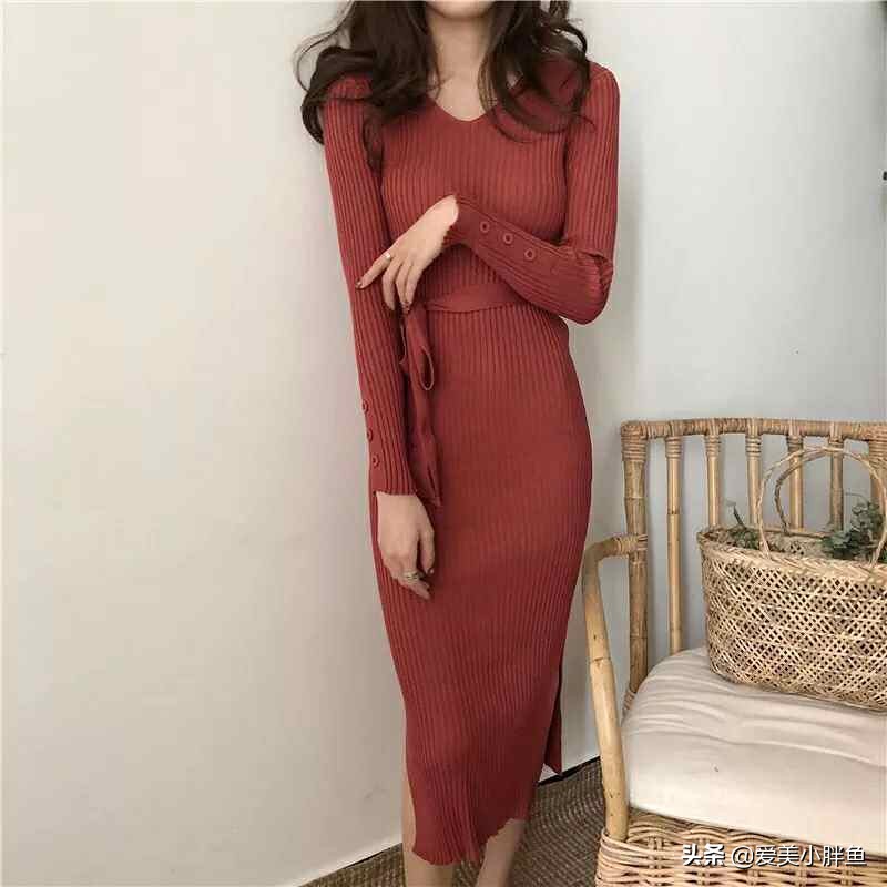 好看的针织裙怎么穿,秋冬新款时尚爆款潮流针织裙