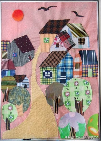 布艺diy拼布图案贴画,布画diy手工制作大全
