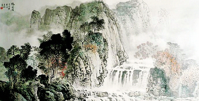 昌林水墨荷花国画,杨昌林山水画