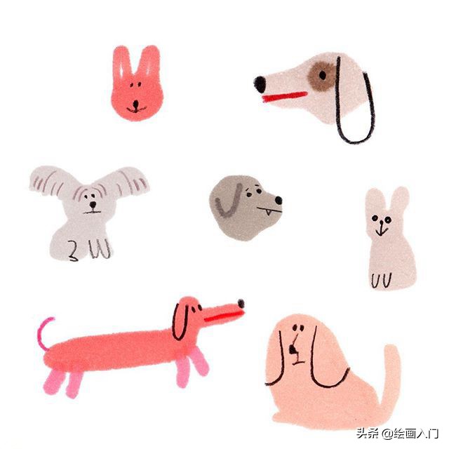 可爱温馨的手绘风插画,色彩鲜艳线条简单的插画