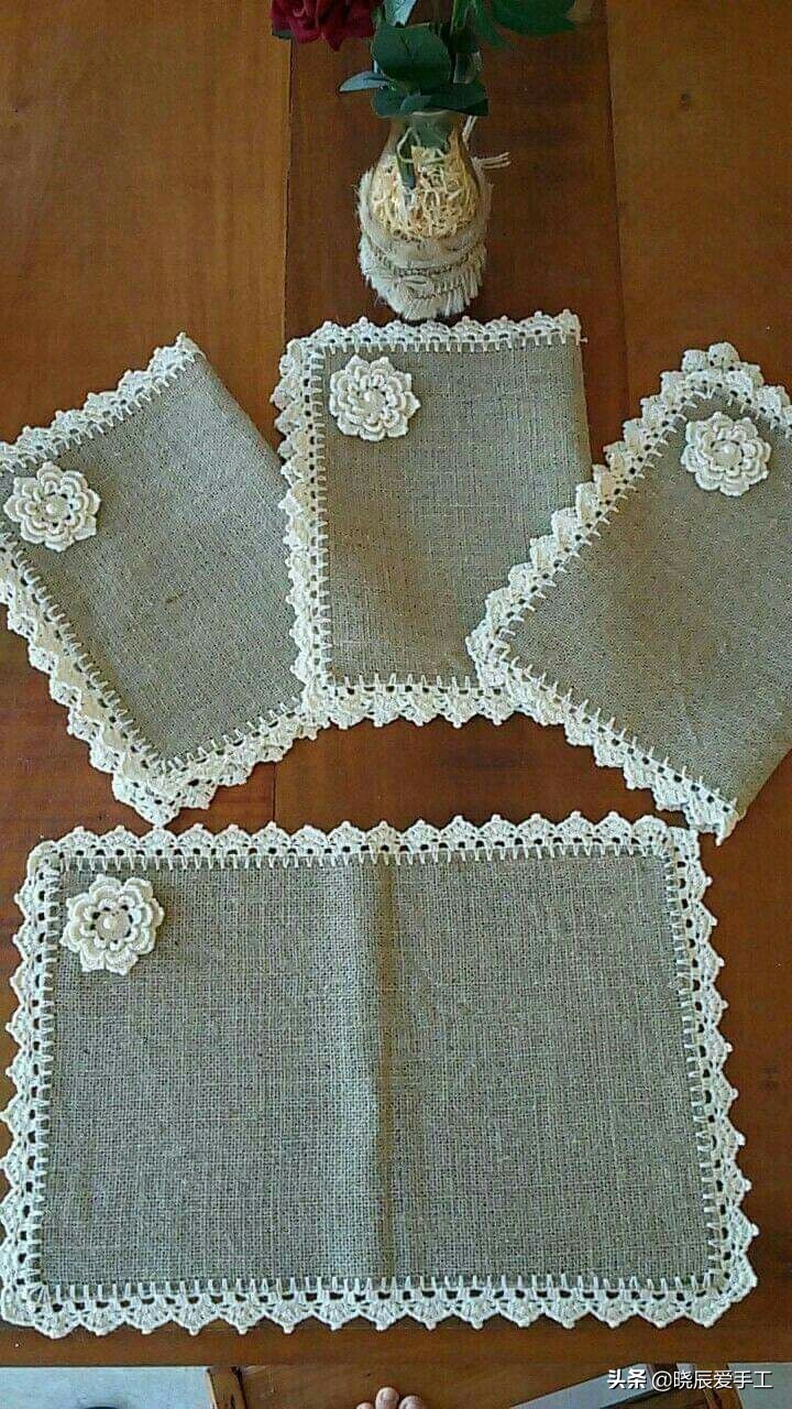 桌布花边钩织的教程,隔热垫餐桌垫钩针教程