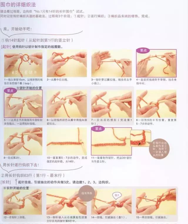 儿童围巾的各种织法图解,围巾元宝针的织法详细步骤图解