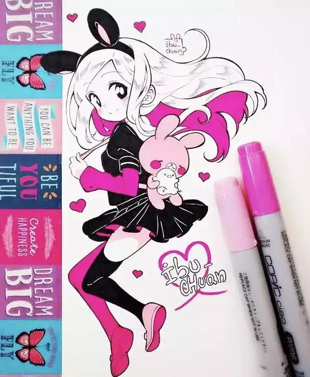 马克笔动漫上色教程q版,动漫手绘马克笔上色教程