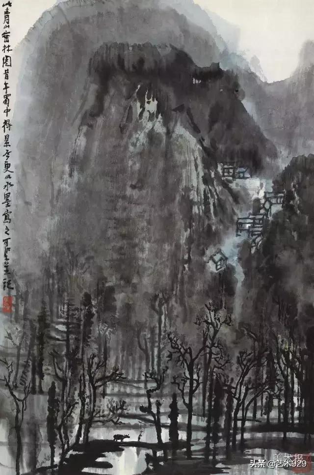 国画山水名家名段欣赏李可染,李可染画逆光山水一绝后附视频