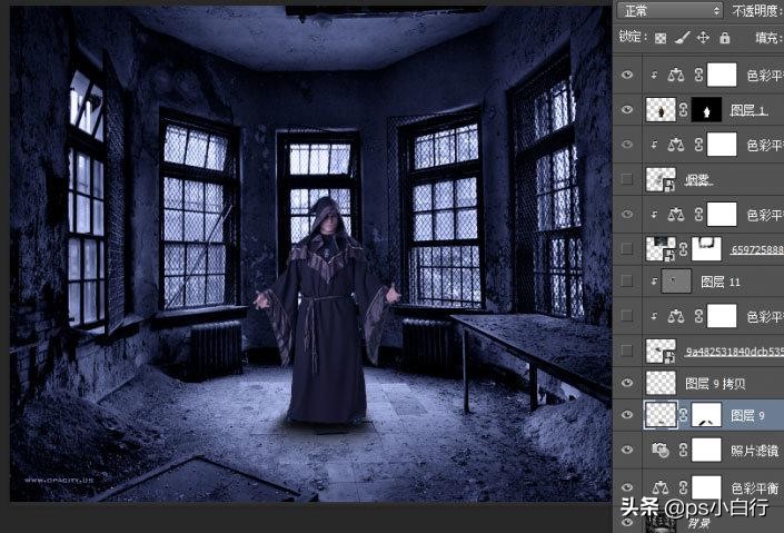 ps创意合成冷色风格的魔法师教程,纯ps做暗黑系手绘效果教程