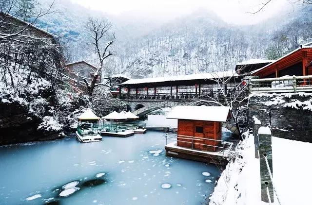 西安金丝峡雪景,陕西金丝峡冬天