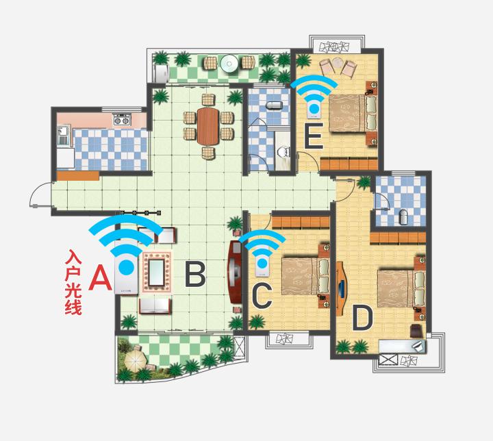 楼房wifi的mesh组网图片,复式户型wifi解决方案mesh推荐
