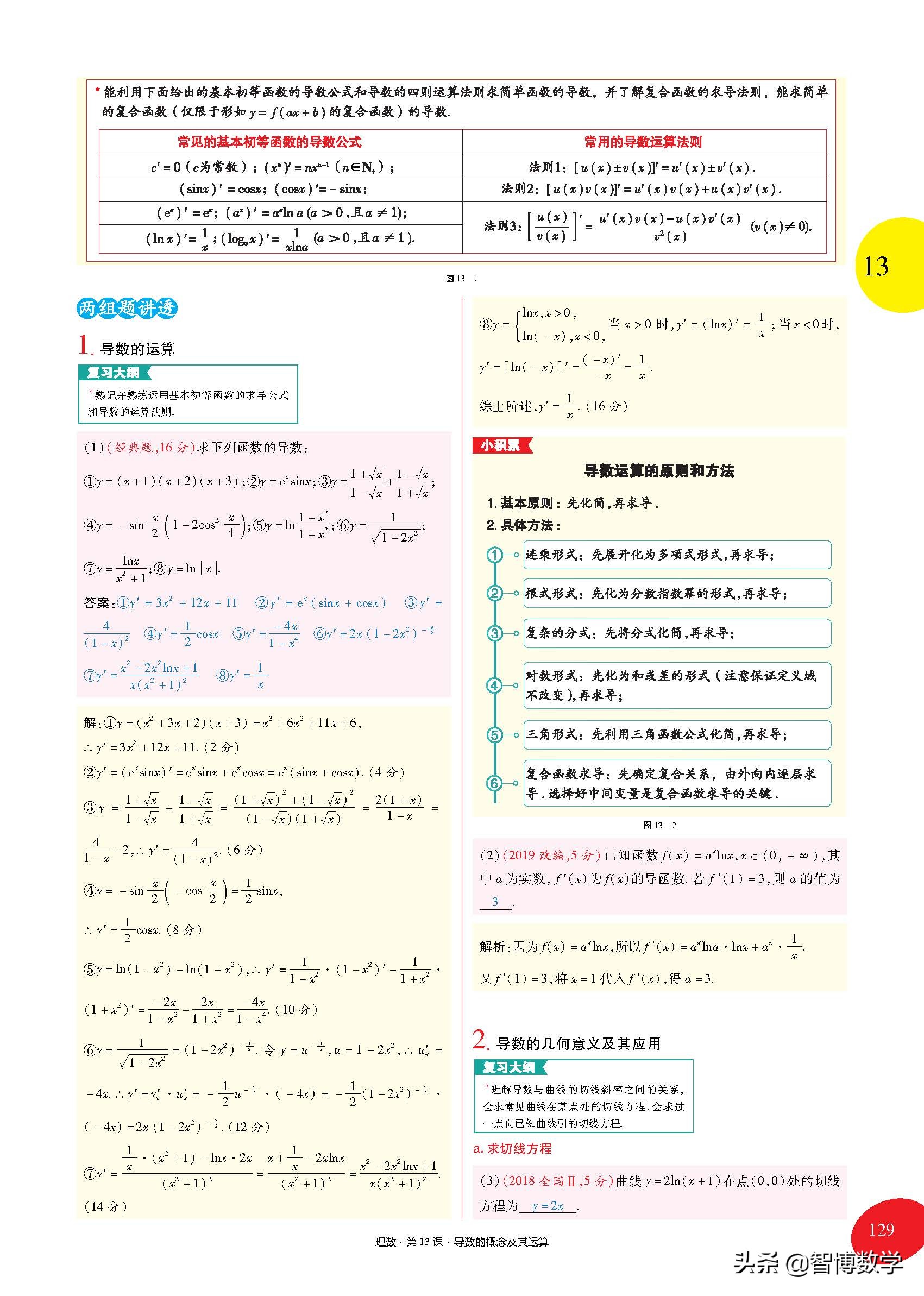 导数运算法则的推导,高中导数的概念及运算讲解
