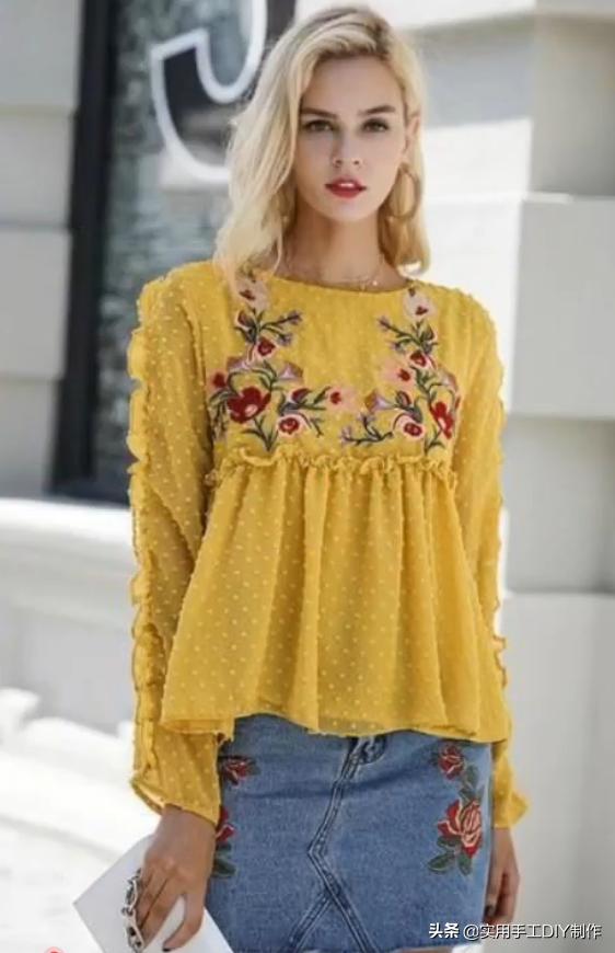 2020蕾丝领时尚气质纯色衬衣,时尚设计荷叶花边纽扣套头衬衫