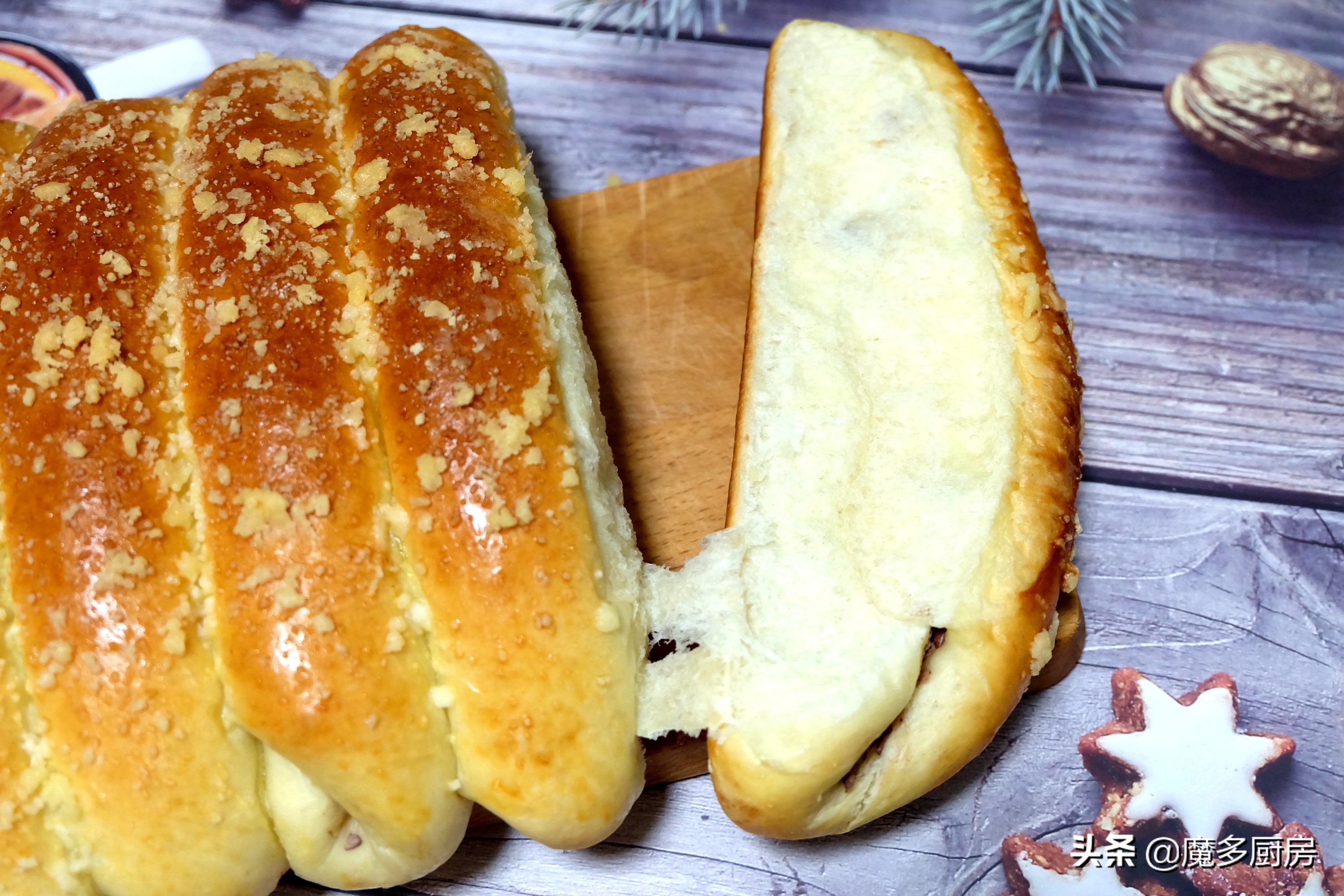 不用手套膜做的面包也能拉丝视频,在家做不用烤箱柔软拉丝面包