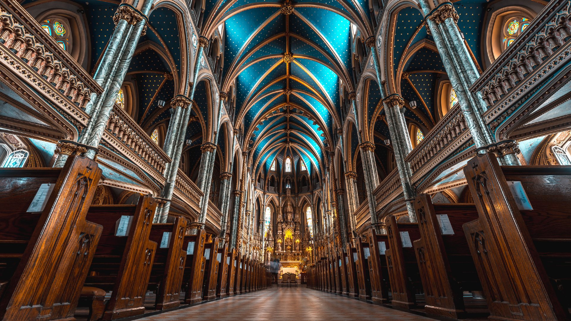 巴黎圣母院高清立面图,法国巴黎治愈系风景壁纸