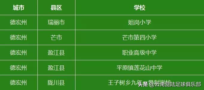 全国青少年校园足球联赛云南师范,云南省校园足球特色学校