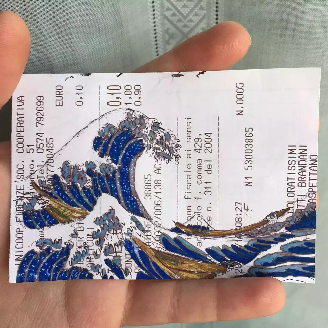 学渣购物小票画画,97年画画天才