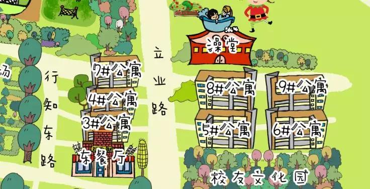 滨州职业学院风景图,山东科技职业学院手绘地图