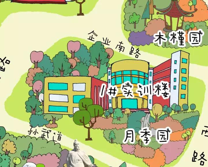 滨州职业学院风景图,山东科技职业学院手绘地图