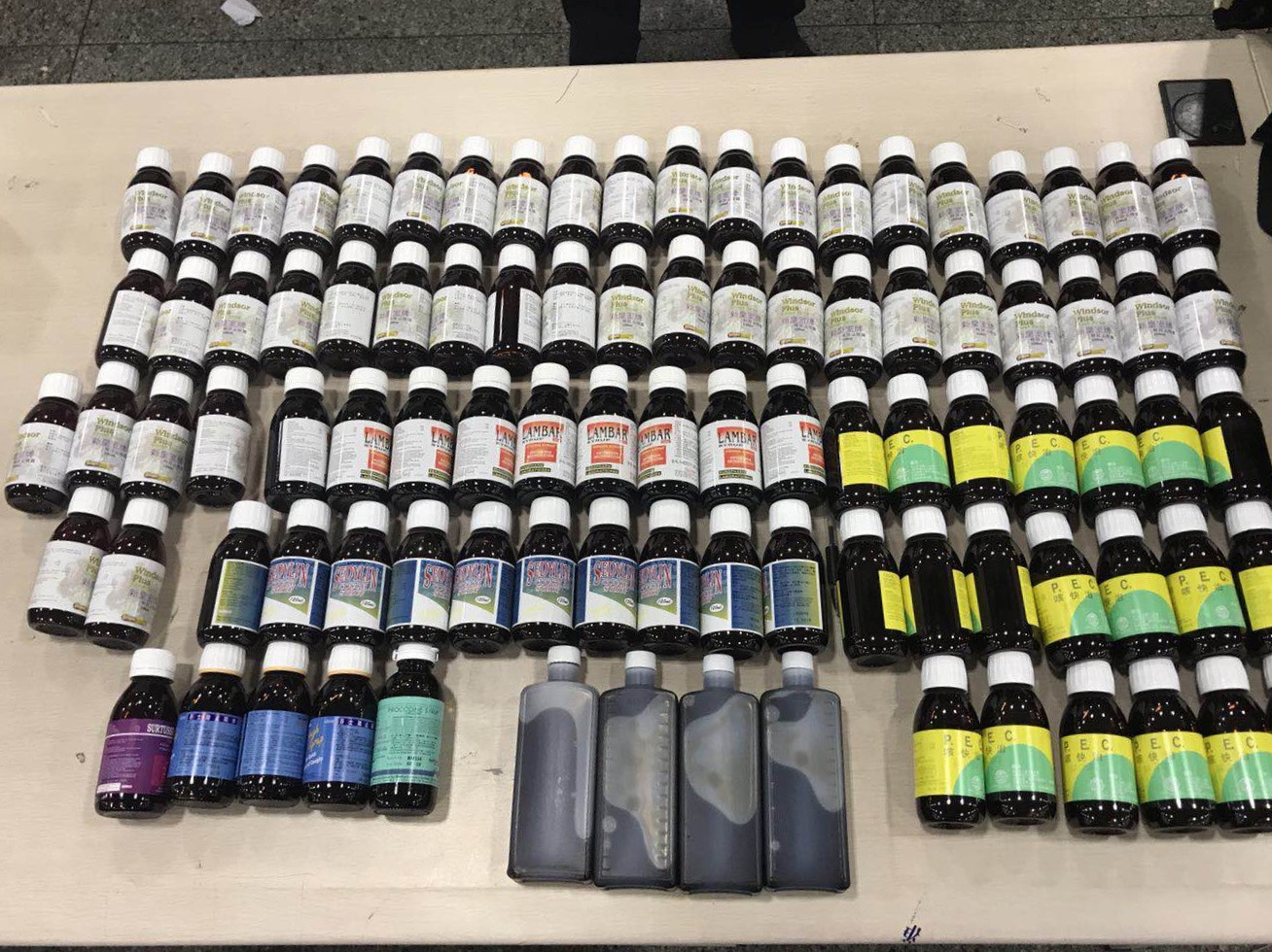 皇岗海关查获近百瓶“止咳水”，为去年以来最大单宗案件